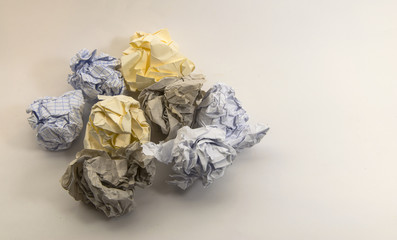 Multiple different crumpled paper balls