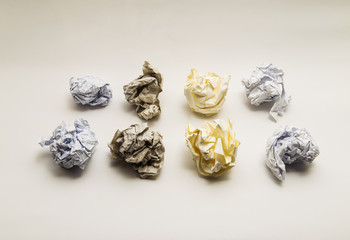 Sorted organized Crumpled paper Balls