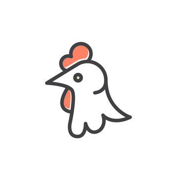 Cute cartoon chicken vector icon. Hand drawn illustration isolated on white  background. Sketch of a farm hen, funny poultry. Monochrome bird doodle for  decoration, web design, logo, print, web, app 5498383 Vector