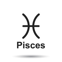 Obraz premium Pisces zodiac sign. Flat astrology vector illustration on white background.