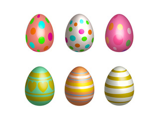 Easter eggs. Set of color Easter eggs on white background