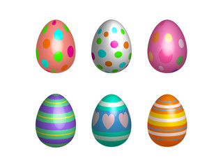 Easter eggs. Set of color Easter eggs on white background
