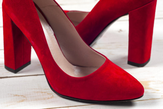 Red female shoes on high heels