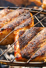 Fresh crispy grilled salmon.