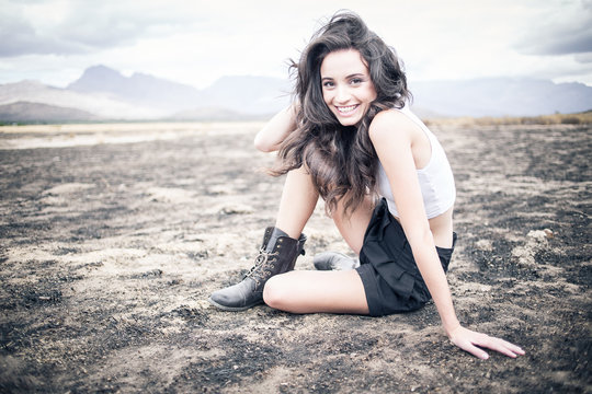 Close up of a hippie bohemian female model wearing different styles of clothing