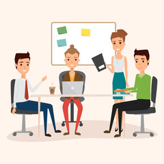 business colleague at office work. business teamwork concept. vector illustration cartoon.