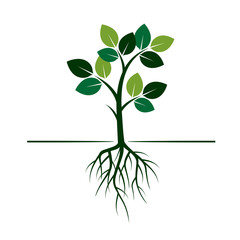 Green Tree with Leafs. Vector Illustration.