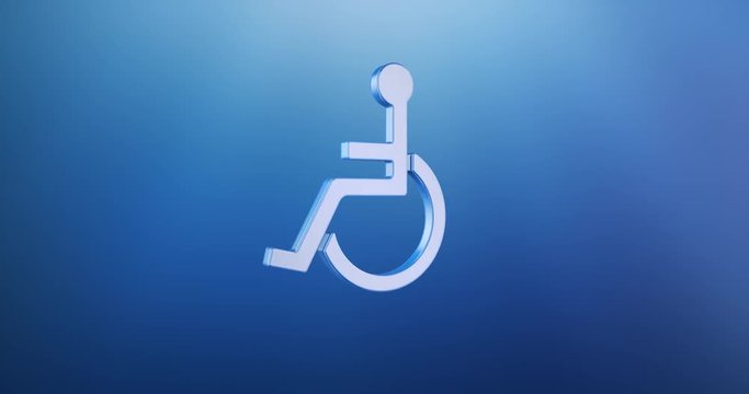 Animated Wheelchair Disabled ISA Access Blue 3d Icon Loop Modules for edit with alpha matte
