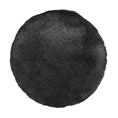 Watercolor black circle on white background.