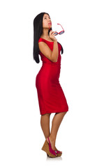 Nice woman model isolated on the white background