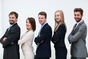 Business colleagues looking at camera in the office