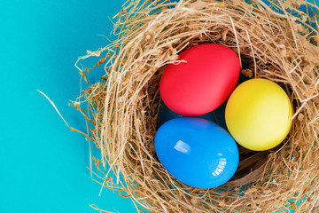 Colored eggs. Happy Easter Card 