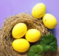 Colored eggs. Happy Easter Card 