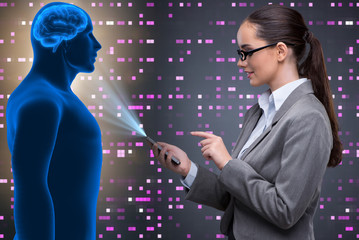 Businesswoman in artificial intelligence concept