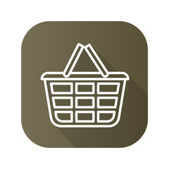 Shopping basket flat linear long shadow icon. Vector line symbol.