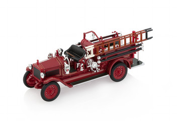 Model of fire trucks on white background