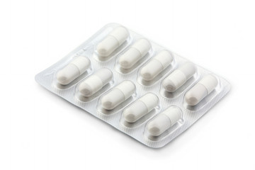 Packing of white tablets on a white background. Isolated