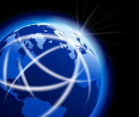 Global World with Communications around the Globe