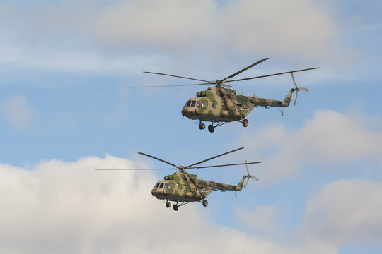 two russian war helicopters