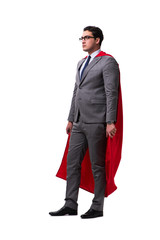 Super hero businessman isolated on white 