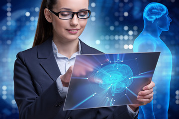 Businesswoman in artificial intelligence concept