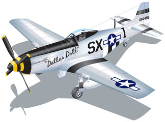 Detailed Vector Illustration of P-51 Mustang Fighter Plane