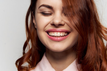 woman smile laughter red hair emotions