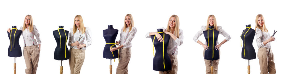 Woman tailor working on dress 