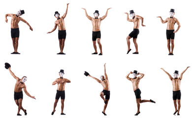 Fototapeta premium Naked muscular mime isolated on white