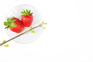 Ripe strawberry on white background.