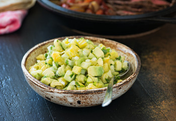 Mexican guacamole in bowl