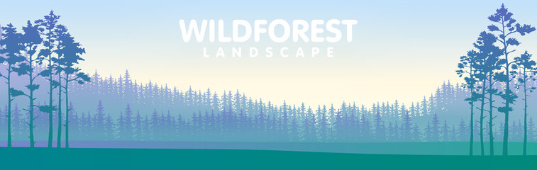 The blue wildforest landscape © vectorplus