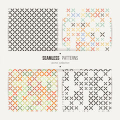 Cross stitch seamless pattern set.