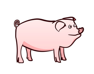 Freehand drawn cartoon pig. Vector illustration