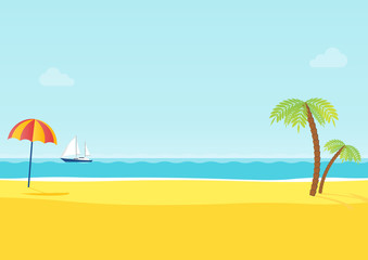 Fototapeta na wymiar Summer tropical sea beach background vector illustration
