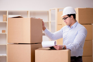 Man working in box delivery relocation service