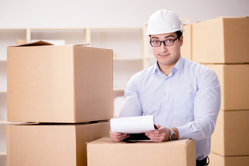 Man working in box delivery relocation service