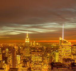 Obraz premium View of New York Manhattan during sunset hours