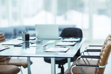 Desk with the documents prepared by the beginning of business negotiation