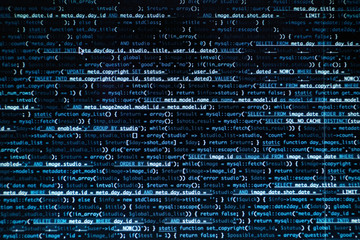 Script code on monitor, closeup. Software development concept
