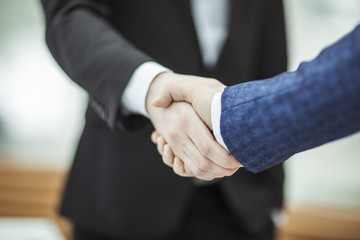 concept of a reliable partnership : a handshake of business partners