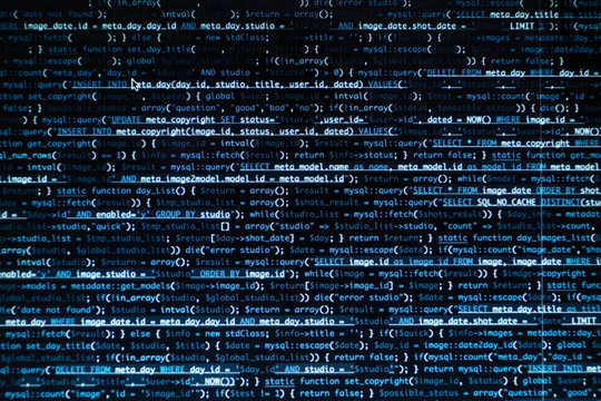 Script code on monitor, closeup. Software development concept