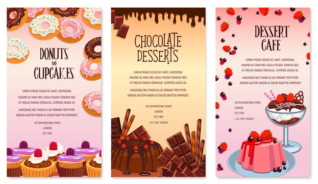 Vector desserts menu template for bakery or cafe