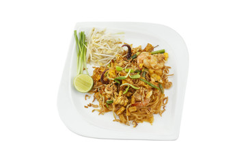 Pad Thai on isolated white background