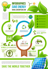Green energy vector infographics on nature ecology