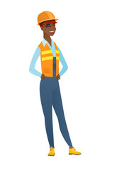 Young african-american builder laughing.