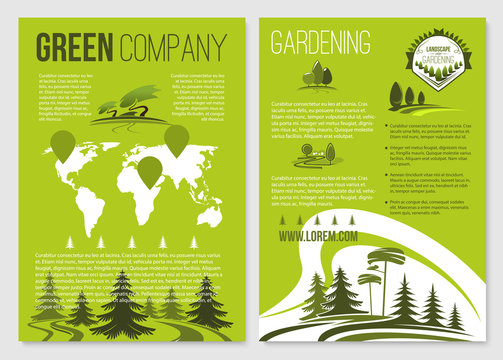 Green company vector posters templates set