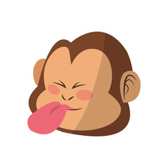Monkey showing tongue cartoon icon over white background. colorful design. vector illustration