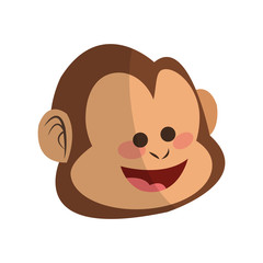 monkey smiling, cartoon icon over white background. colorful design. vector illustration