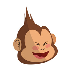 Laughing monkey,  cartoon icon over white background. colorful design. vector illustration